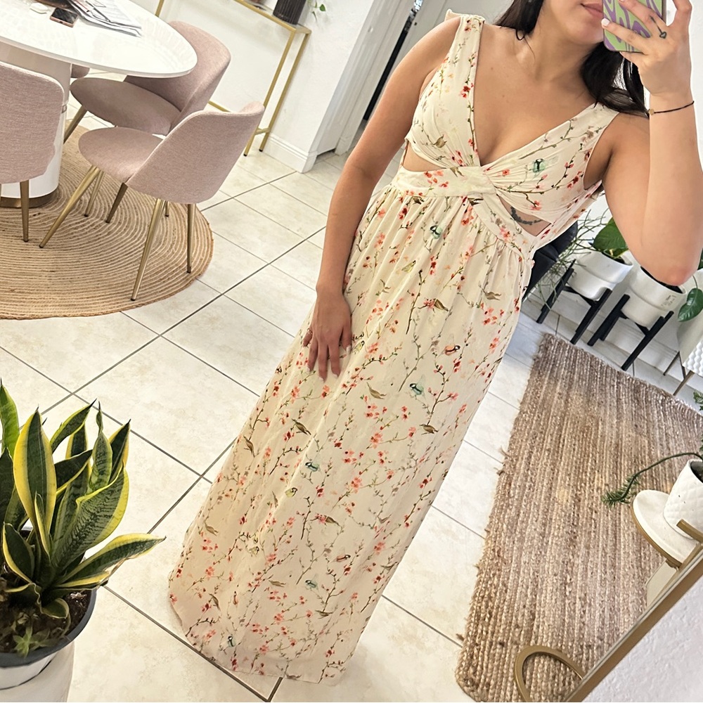 Zara Trafaluc Japanese Crossover Floral Dress with Cutouts Size S